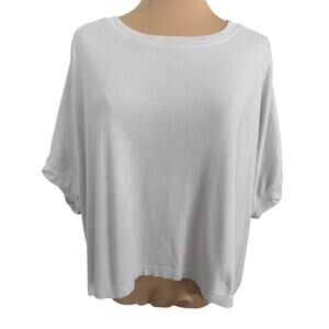 Dokotoo Oversized Knit Tee Womens Med White Drop Shoulder Short Sleeve Pullover